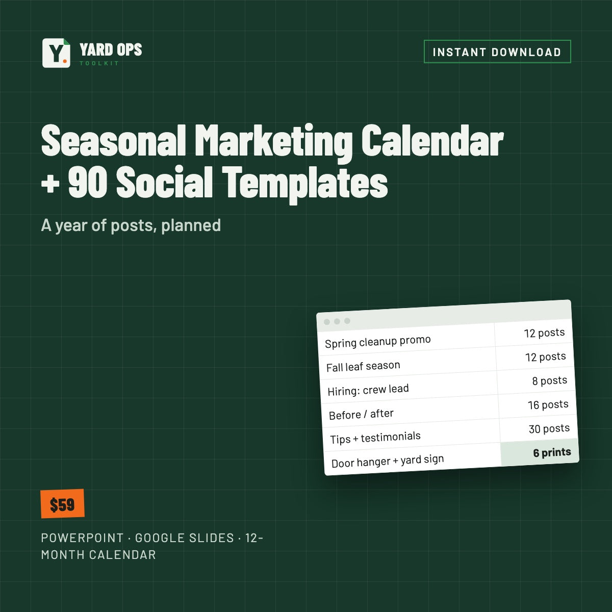 Seasonal Marketing Calendar + 90 Social Templates cover