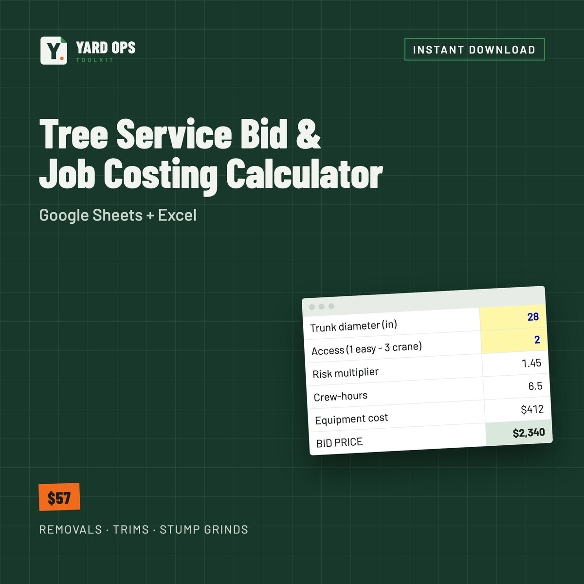Tree Service Bid & Job Costing Calculator cover